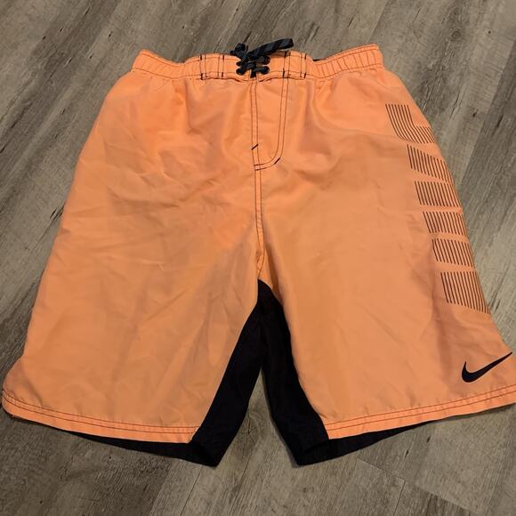 NIKE Shorts Mens Medium Rift Vital Quick Dry 9" Swim Trunks Hyper Orange Black - Picture 3 of 7
